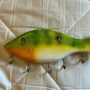 Wooden hand painted rainbow trout key holder 9”